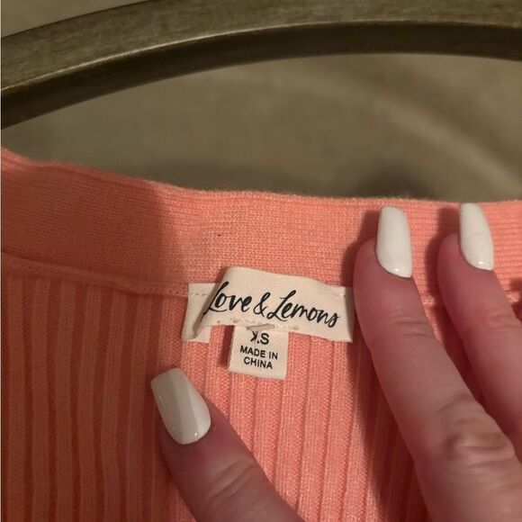 For Love & Lemons Salmon pink cardigan - Picture 3 of 4